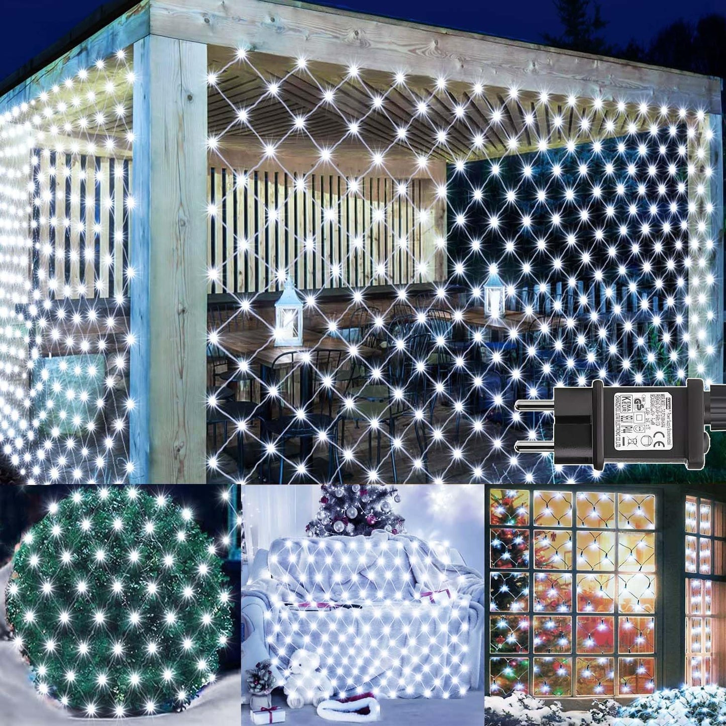 yowin 2 Stück Lichternetz Außen 3x2m 200 LED Lichterkette Netz mit Stecker, Timer, 8 Modi Weihnachtsbeleuchtung Netz Wasserdicht Lichtervorhang für Busch Garten Balkon Innen Baum Zimmer Deko