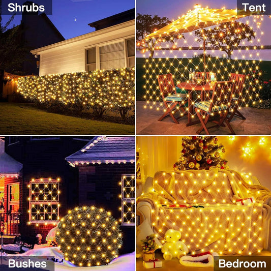 yowin 2 Stück Lichternetz Außen 3x2m 200 LED Lichterkette Netz mit Stecker, Timer, 8 Modi Weihnachtsbeleuchtung Netz Wasserdicht Lichtervorhang für Busch Garten Balkon Innen Baum Zimmer Deko