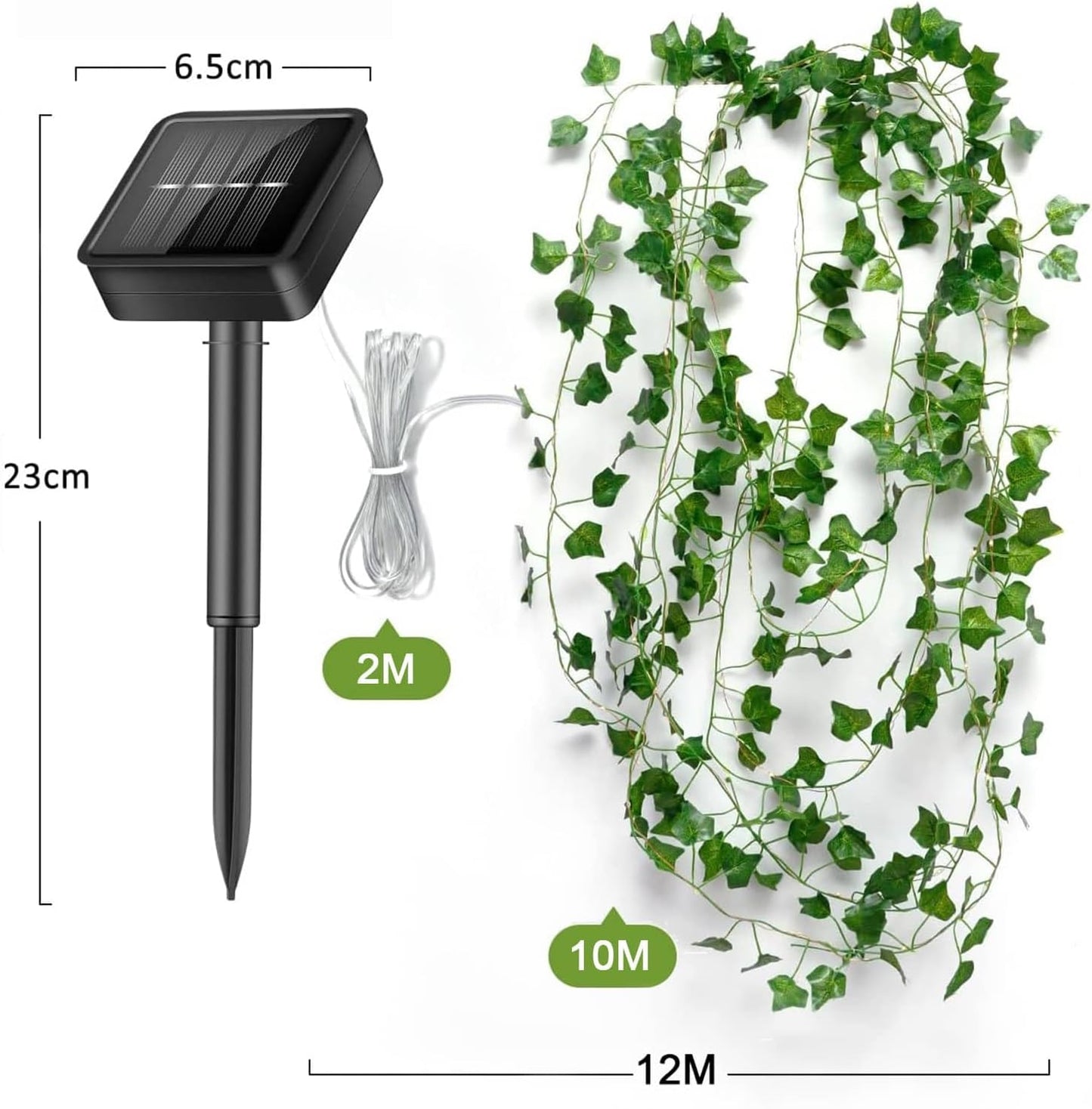 yowin Solar Fairy Lights 12M 100 LED Fake Ivy Fairy Lights, 8 Modes Ivy Garland Artificial with Lights, IP65 Waterproof Vine String Lights for Balcony Garden Wall Aesthetic Bedroom Decoration