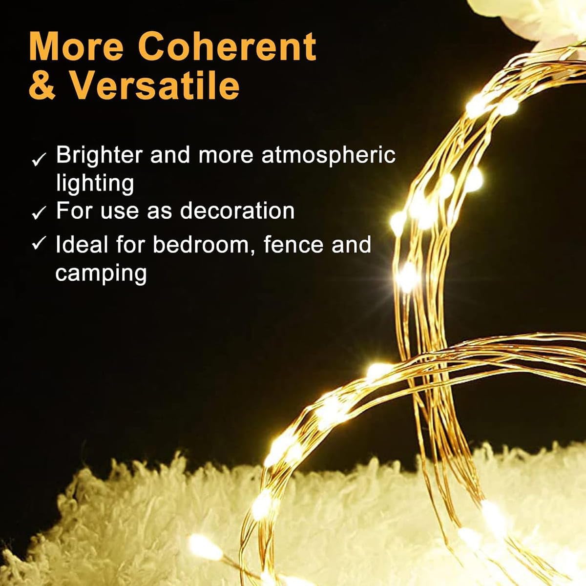 yowin Lichterschweif 1M 100 LED Weihnachtsbeleuchtung mit Strom, Timer, Lichterstrang 8 Modi Wasserfall Lichterkette Wasserdicht Lichterbündel für Weihnachten Baum Balkon Außen Innen Deko - Warmweiß
