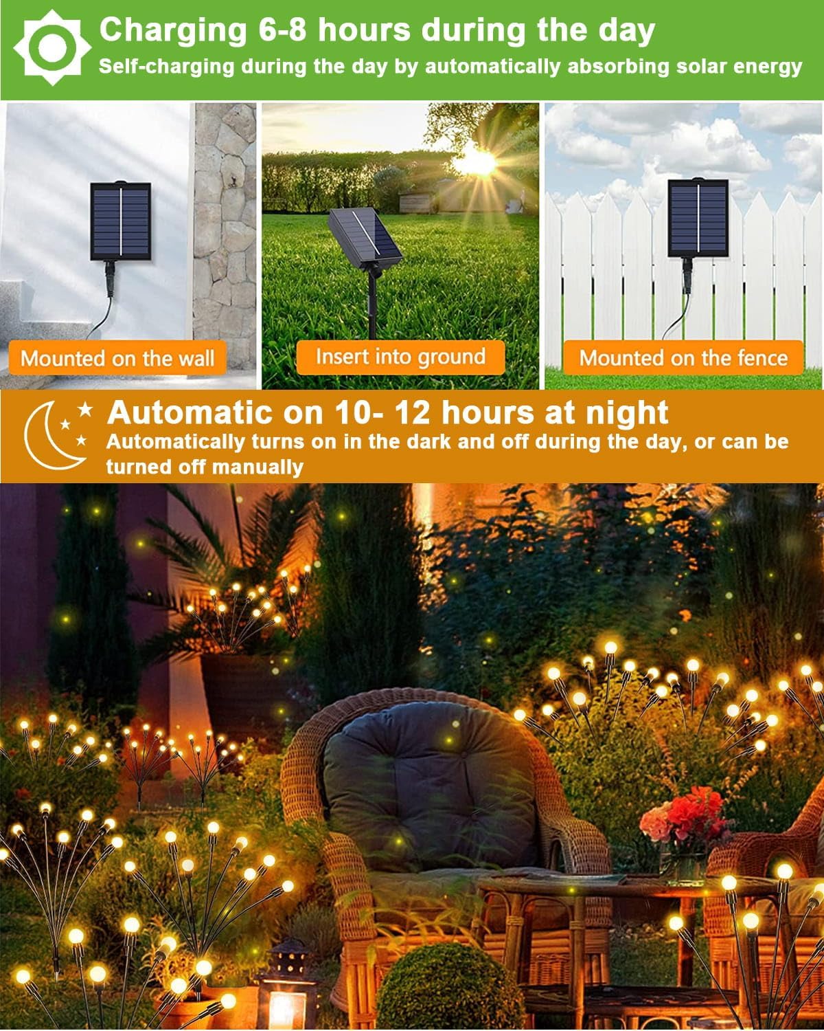 Yowin Firefly Solar Lights 6 Pack Outdoor Garden Decorations with Remote, 8 Modes Solar Garden Lights IP65 Waterproof Starburst Swaying Solar Firefly Lights