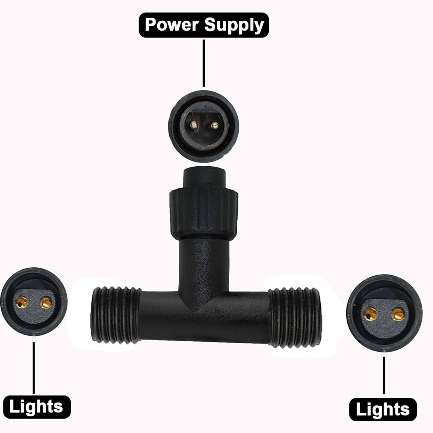 yowin Splitter Connector for Fairy Lights, Christmas Light Splitter 2 Way Christmas Light Connector, Two Pin String Lights Splitter for Icicle Lights, Net Lights, Curtain Lights, G40 Globe Lights