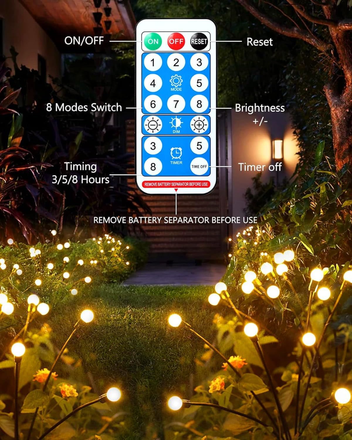 Yowin Firefly Solar Lights 6 Pack Outdoor Garden Decorations with Remote, 8 Modes Solar Garden Lights IP65 Waterproof Starburst Swaying Solar Firefly Lights