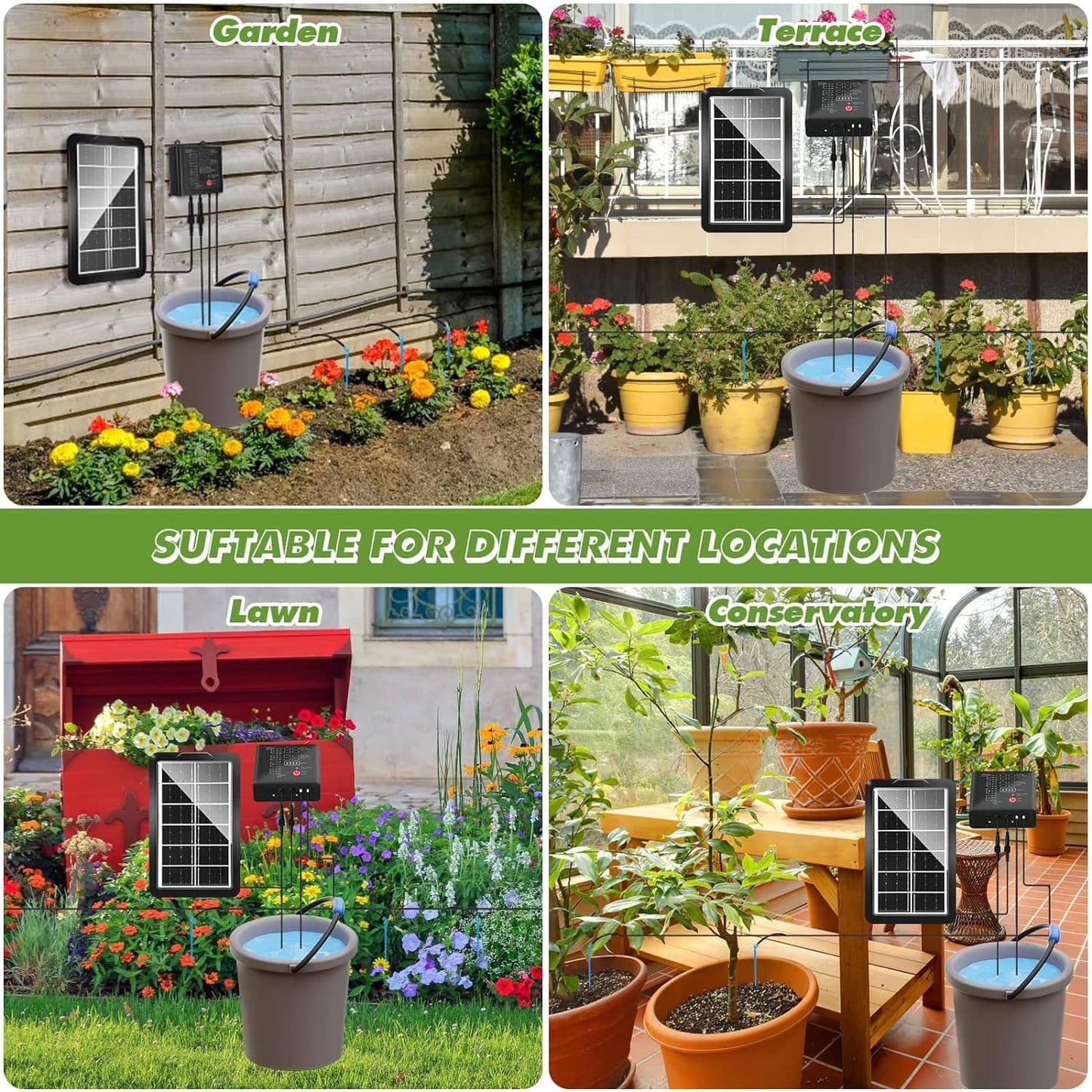 Yowin Solar Irrigation System Automatic Watering System, Anti-siphon Irrigation System kit, 12 Timer Modes Automatic Drip Irrigation