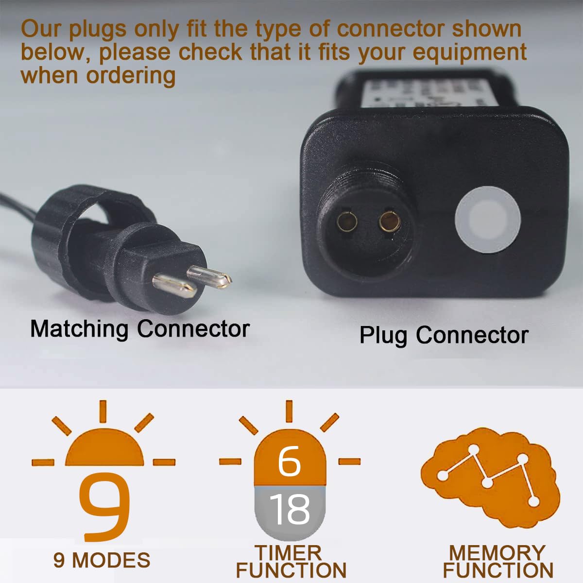 yowin Transformer Plug for Christmas Lights, 31V Plug Adapter 8 Modes Replacement Plug with Timer, 3 Pin IP44 Waterproof Power Supply for Xmas Lights, Icicle Lights, Fairy Lights, Festoon Lights