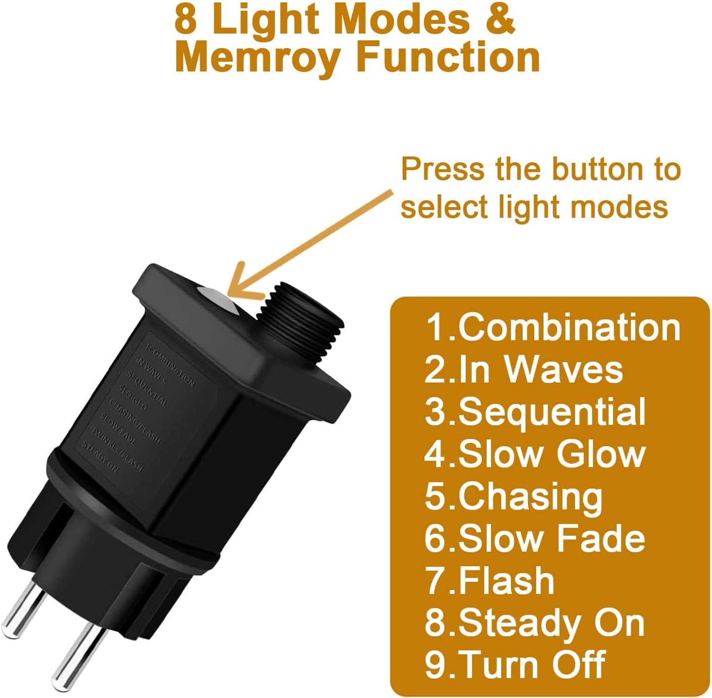 yowin EU Stecker für Lichterkette 31V 9 Modi Netzteil Adapter mit Timer, Speicherfunktion, IP44 Wasserdicht Transformator für Weihnachtsbeleuchtung Lichternetz Lichterkette Eisregen