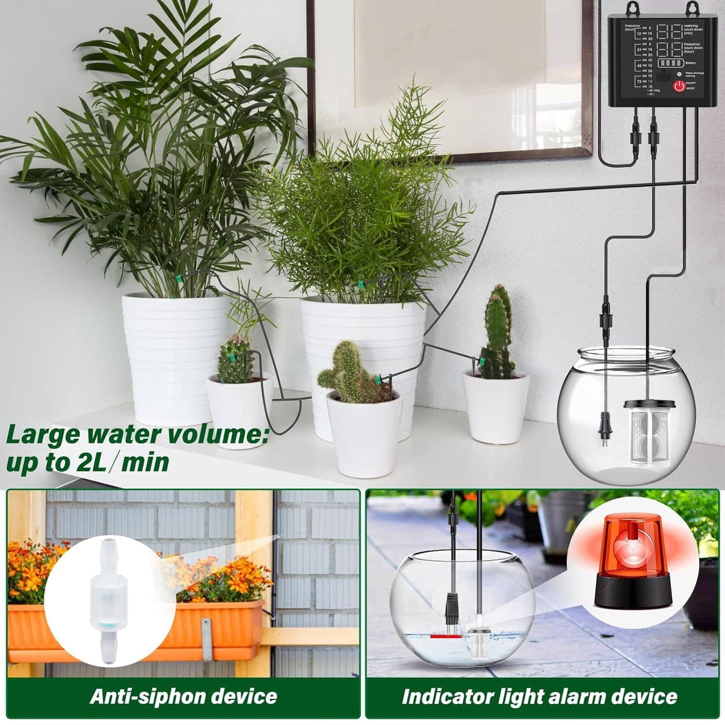 Yowin Solar Irrigation System Automatic Watering System, Anti-siphon Irrigation System kit, 12 Timer Modes Automatic Drip Irrigation