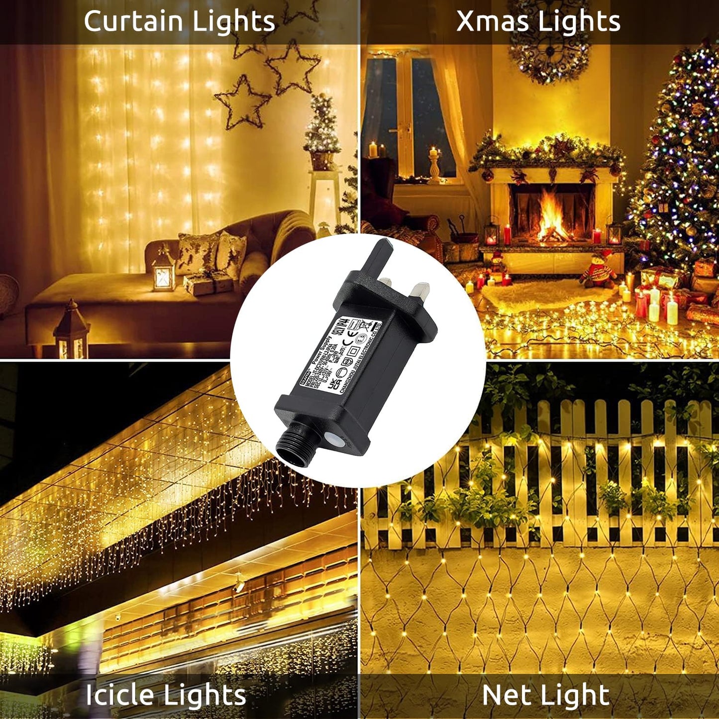 yowin Transformer Plug for Christmas Lights, 31V Plug Adapter 8 Modes Replacement Plug with Timer, 3 Pin IP44 Waterproof Power Supply for Xmas Lights, Icicle Lights, Fairy Lights, Festoon Lights