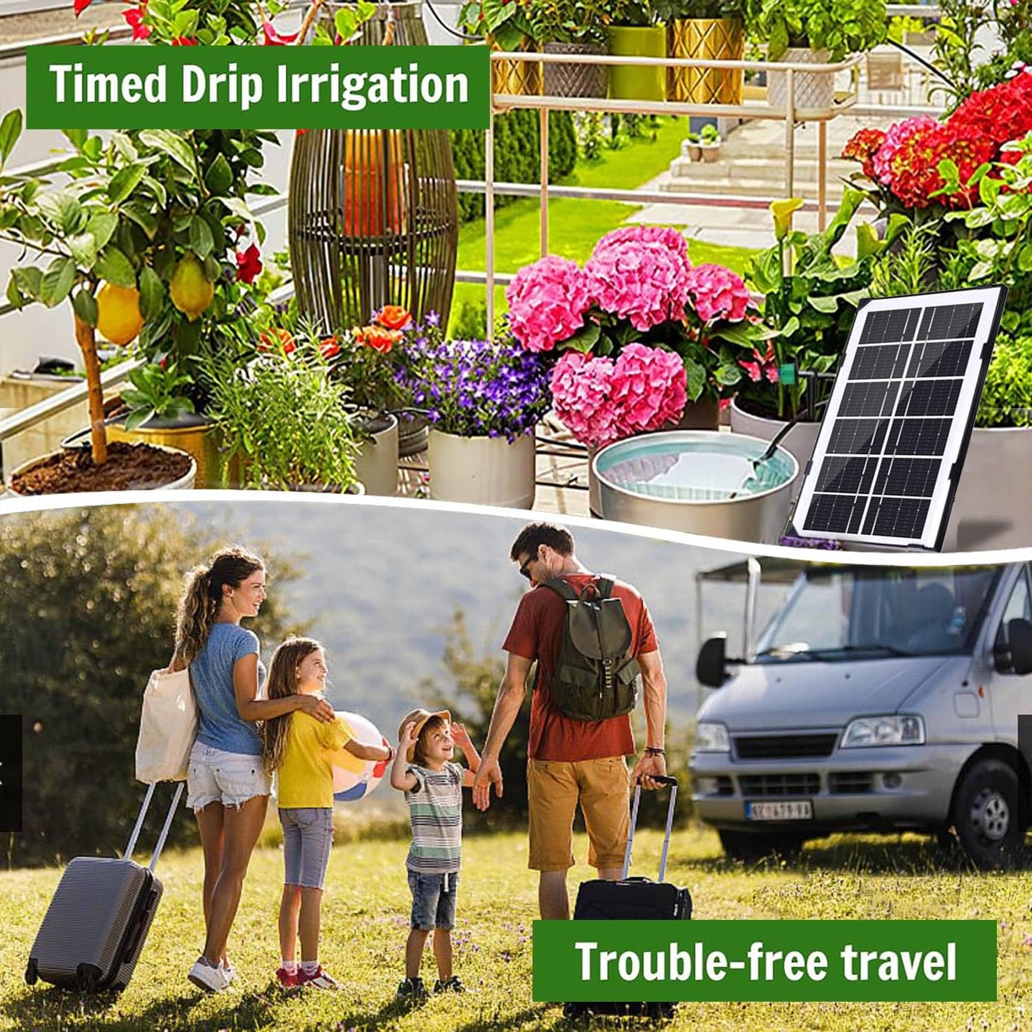 Yowin Solar Irrigation System Automatic Watering System, Anti-siphon Irrigation System kit, 12 Timer Modes Automatic Drip Irrigation